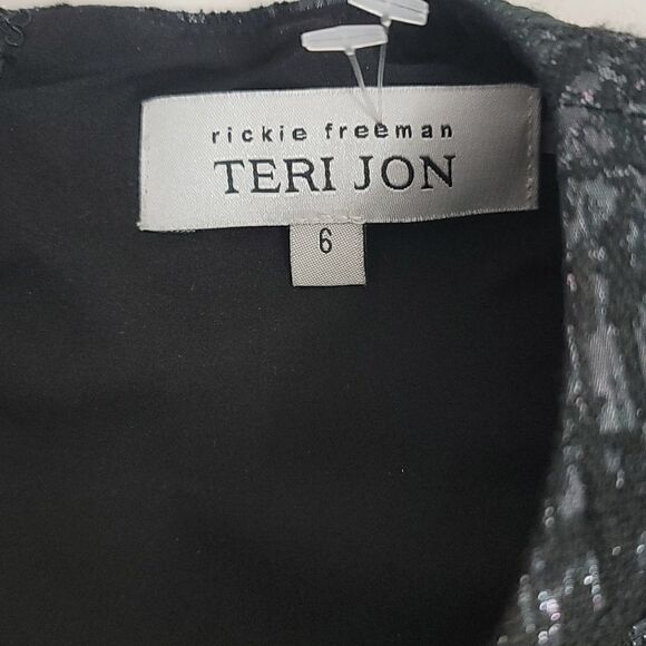 Rickie Freeman for Teri Jon NWT Black/ Chrome Top Size 6 - Picture 11 of 11